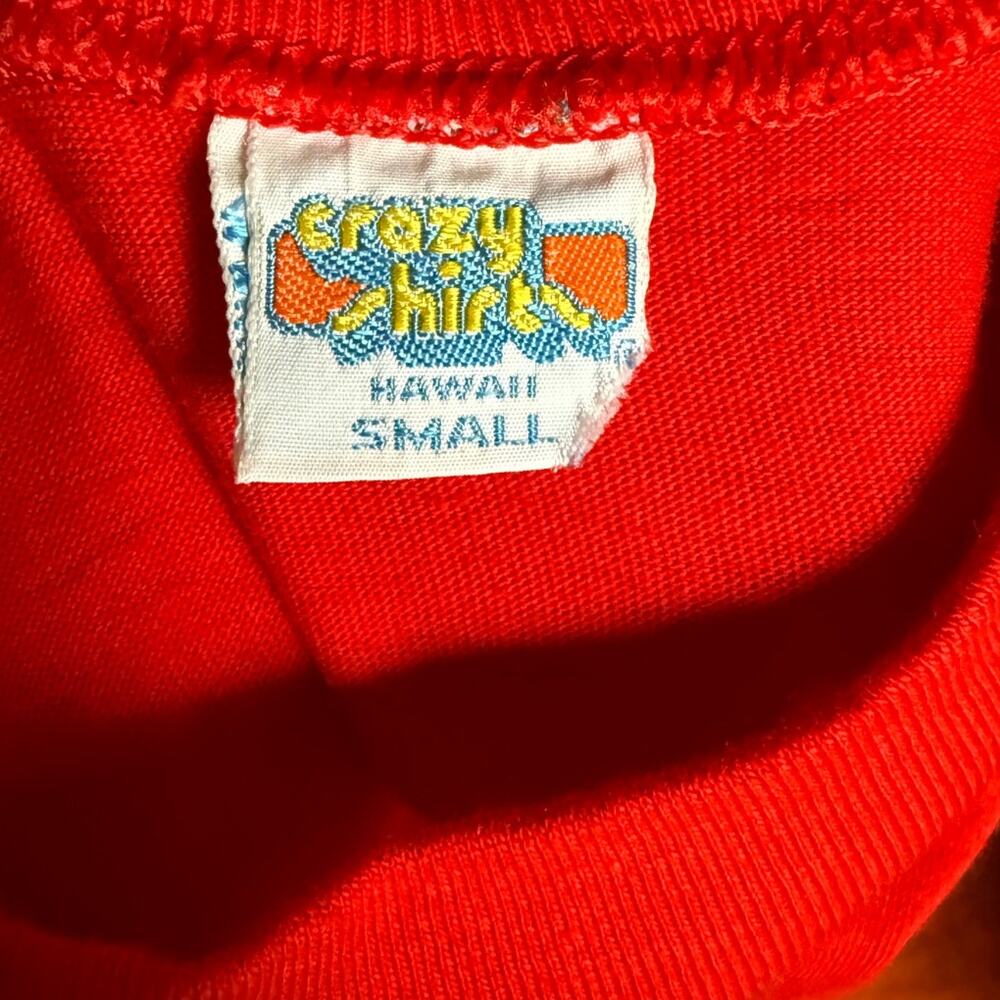 Vintage 80s Single Stitch Red White Maui Pineapple Cotton Hawaiian T Shirt Small - Picture 3 of 5